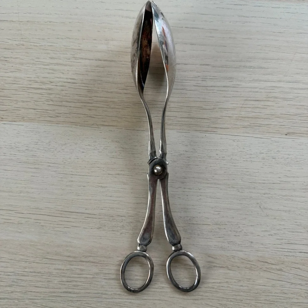 Vintage EPNS Silver Plated Scissor Action Spoon Tongs Made in England
